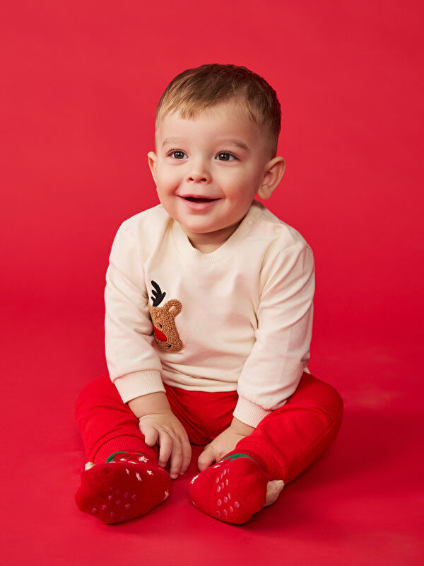 LCW baby یه‌خه‌ خڕ قۆڵ درێژ چاپی وێنەدار سێت کراسی خوری و پانتۆڵی خوری منداڵی کوڕان ٢ دانە
