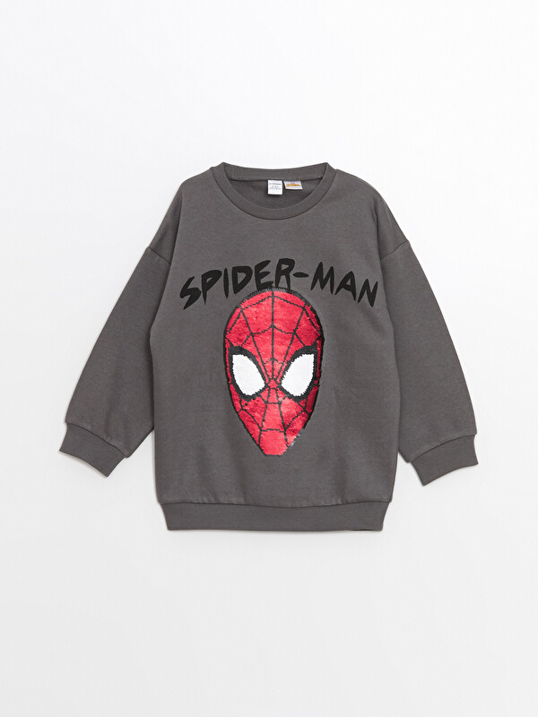 LCW Kids Crew Neck Long Sleeve Spider-Man Printed Baby Boys' Sweatshirt
