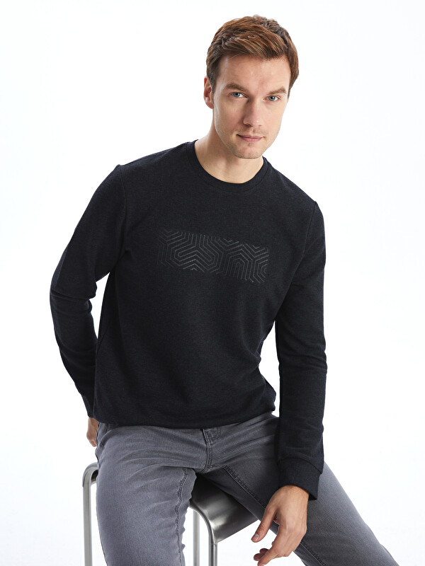 LCWAIKIKI Classic Bisiklet Yaka Uzun Kollu Erkek Sweatshirt
