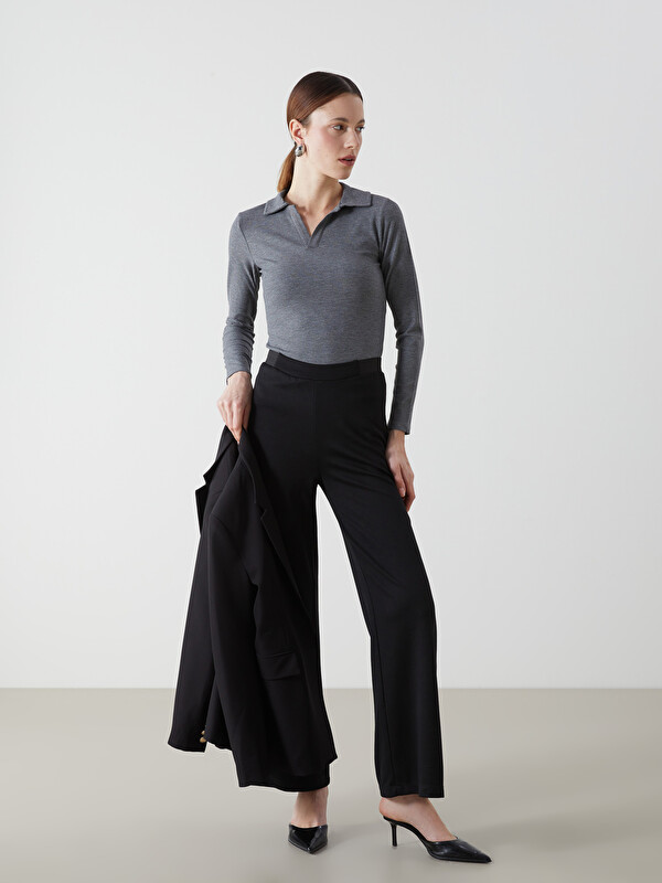 LCW EVERYDAY Elastic Waist Wide Leg Women's Trousers