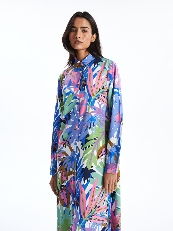 LCWAIKIKI Classic Patterned Women's Shirt Dress