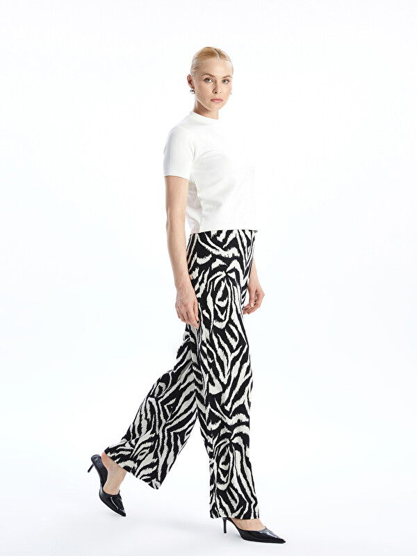 LCW Vision Pantalon à Taille Élastiquée à Motifs pour Femmes