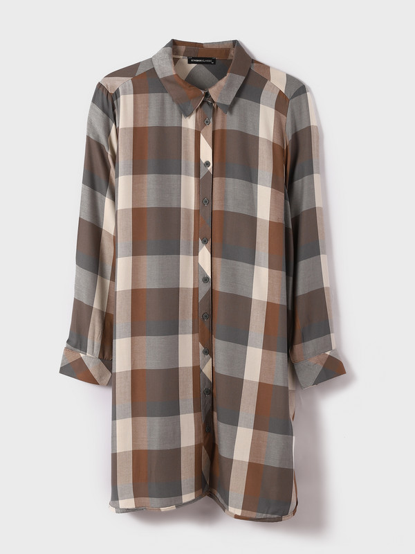 LCWAIKIKI Classic Tunique Chemise à Manches Longues Écossais pour Femmes