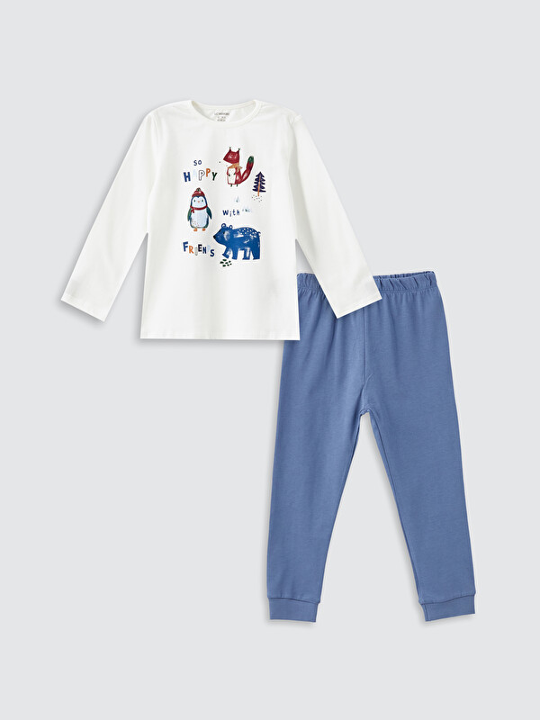 LCW baby Crew Neck Printed Baby Boys' Pyjama Set