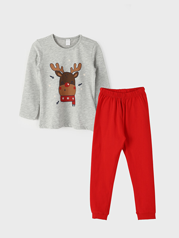 LCW baby Crew Neck Long Sleeve New Year Themed Baby Boys' Pyjama Set