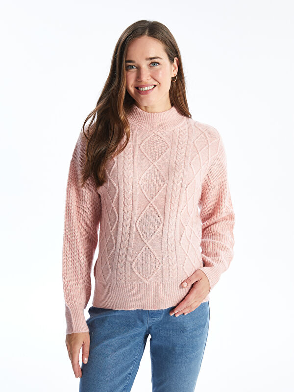 LCW Comfort Half Turtleneck Self-Patterned Women's Knitwear Sweater