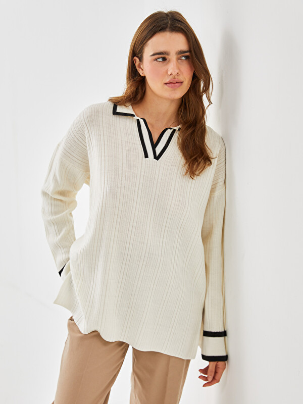 LCW Vision Polo Neck Striped Women's Knitwear Sweater