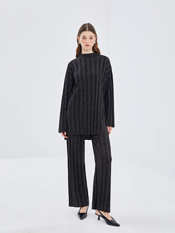 LCW Modest Damen Strickhose mit Elastischem Bund und Glänzendem Look