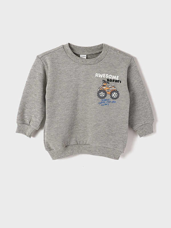 LCW Kids Crew Neck Long Sleeve Printed Baby Boys' Sweatshirt