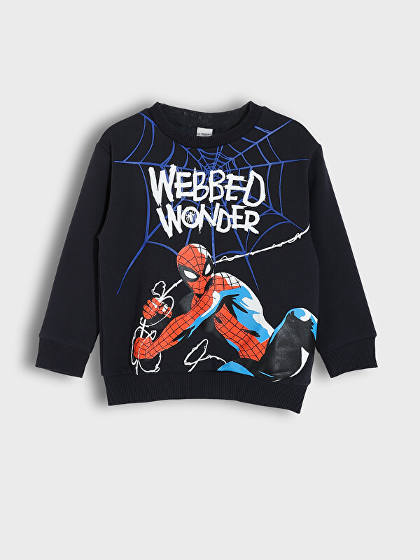 LCW Kids Crew Neck Spider-Man Printed Long Sleeve Boys' Sweatshirt