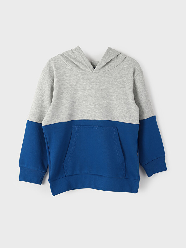 LCW Kids Hooded Color Block Long Sleeve Boys' Sweatshirt