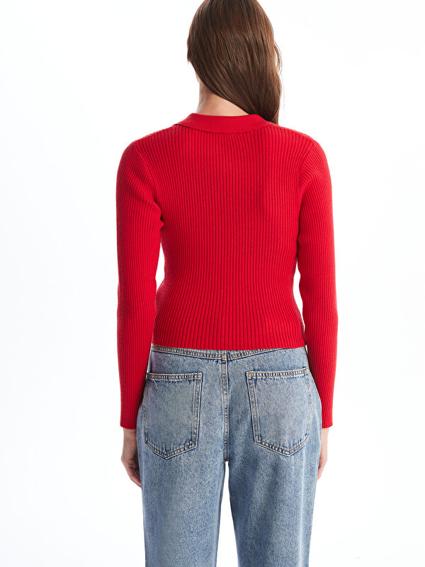 XSIDE Polo Neck Crop Women's Knitwear Sweater -W4H984Z8-VAD