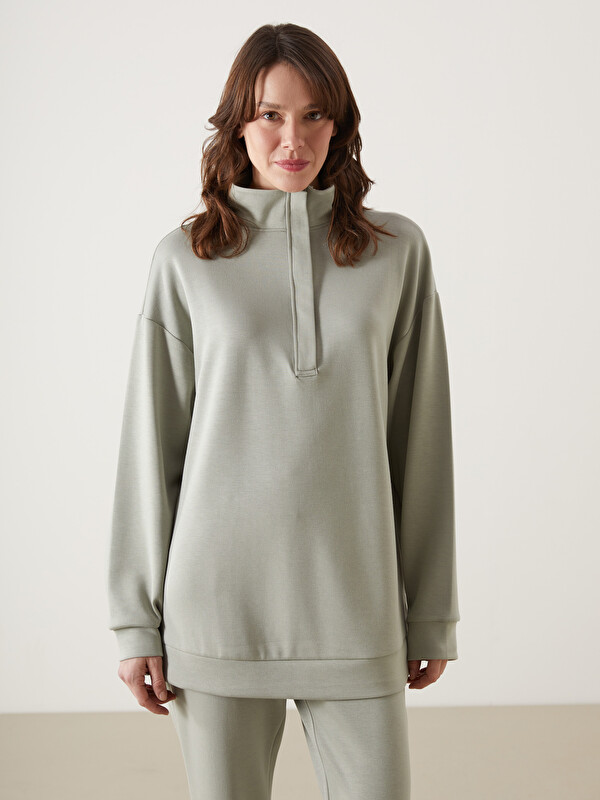 LCWAIKIKI Classic Sweatshirt à Col Cheminée pour Femmes