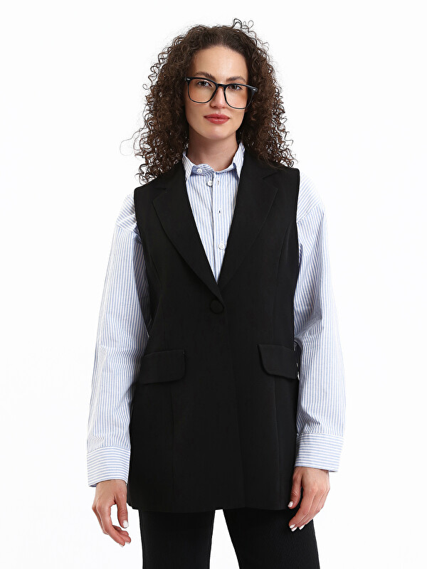 LCW Vision Women's V Neck Plain Classic Waistcoat