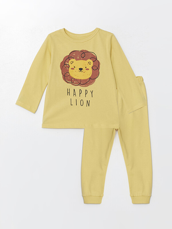 LCW baby Crew Neck Printed Baby Boys' Pyjama Set