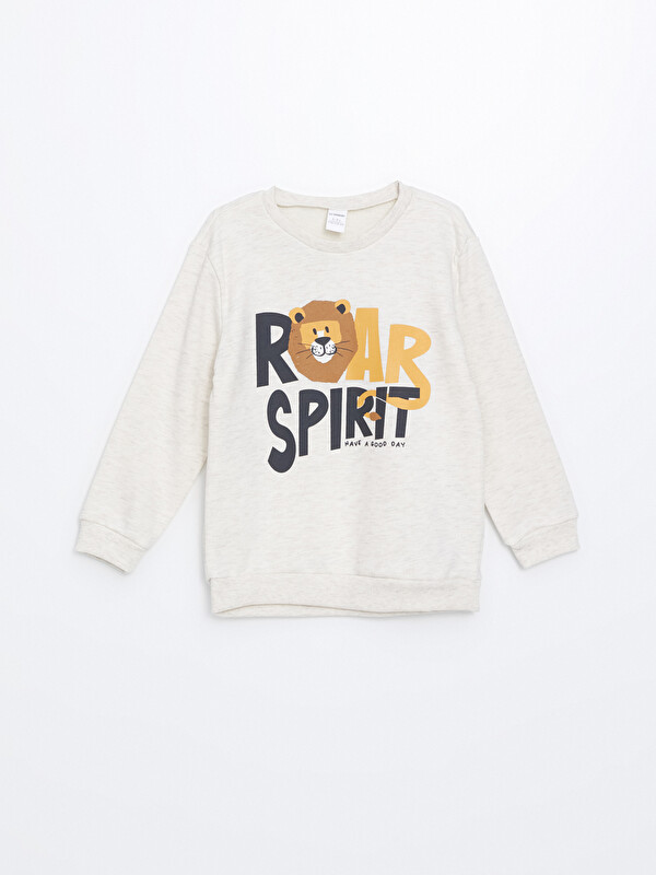 LCW baby Bisiklet Yaka Baskılı Erkek Çocuk Sweatshirt
