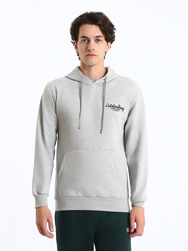 XSIDE Uzun Kollu Baskılı Erkek Kalın Hoodie