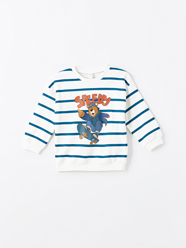 LCW Kids Bisiklet Yaka Baskılı Erkek Çocuk Sweatshirt