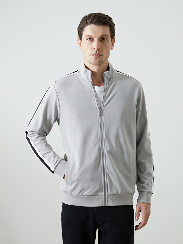 LCWAIKIKI Basic Dik Yaka Uzun Kollu Erkek Fermuarlı Sweatshirt