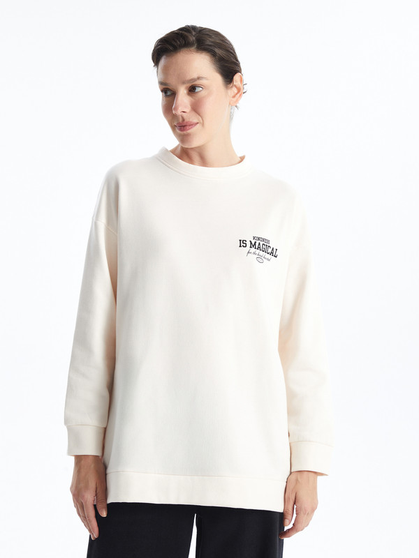 LCWAIKIKI Classic Tunique Sweat-Shirt Imprimée Surdimensionnée pour Femmes