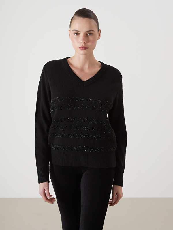 LCW Vision Crew Neck Self-Patterned Women's Knitwear Sweater