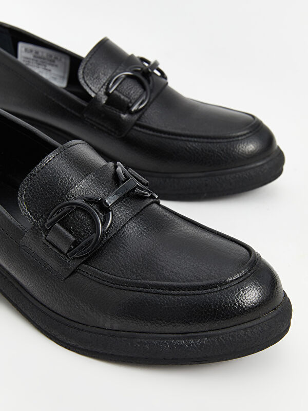 Deri Görünümlü Kadın Loafer Ayakkabı - Görsel 4