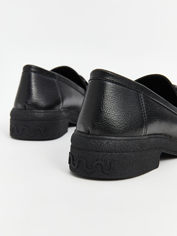 Deri Görünümlü Kadın Loafer Ayakkabı - Görsel 5