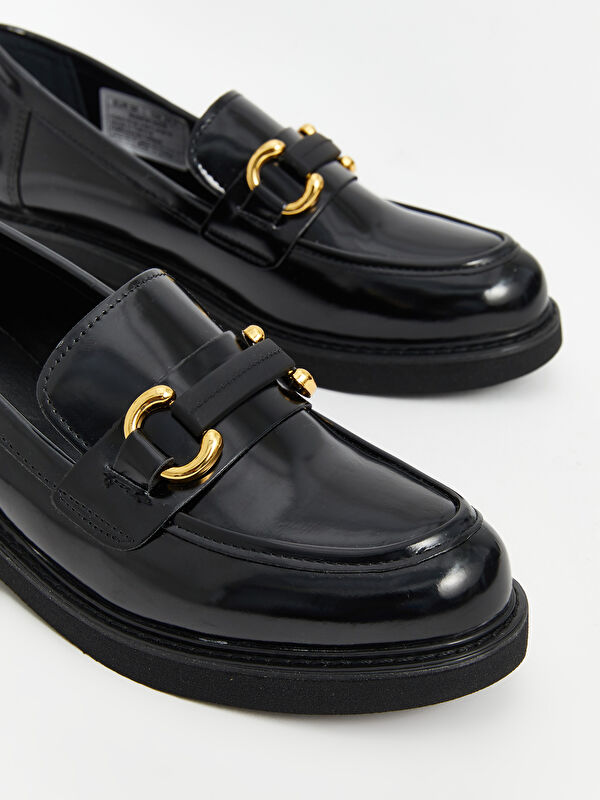 Deri Görünümlü Kadın Loafer Ayakkabı - Görsel 4