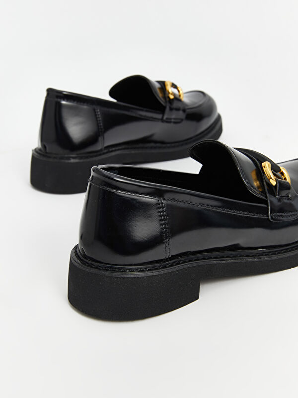 Deri Görünümlü Kadın Loafer Ayakkabı - Görsel 5