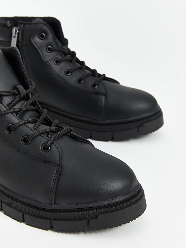 Deri Görünümlü Bağcıklı Erkek Bot - Görsel 4