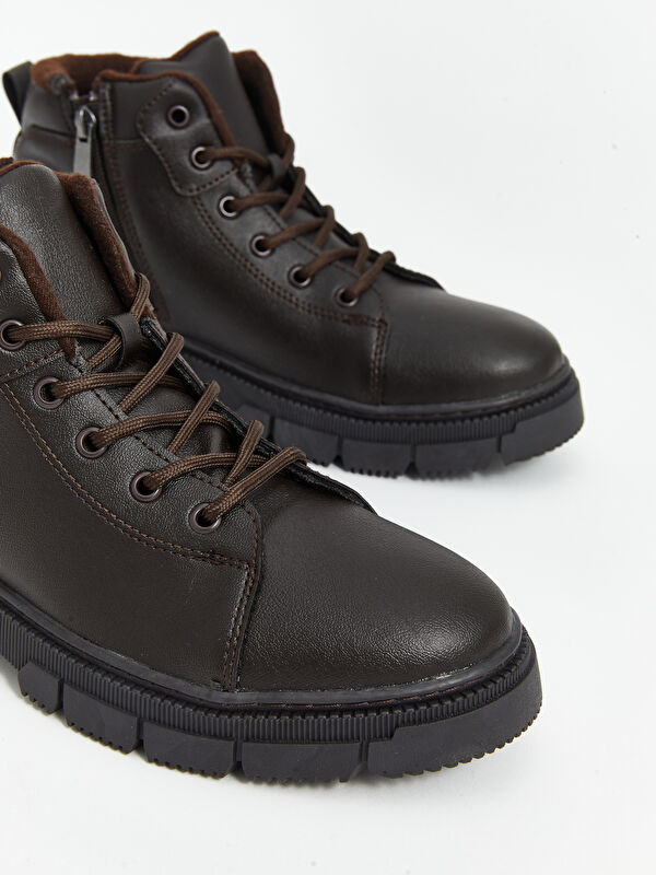 Deri Görünümlü Bağcıklı Erkek Bot - Görsel 4