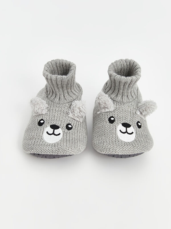 Nakışlı Erkek Bebek Çoraplı Ev Ayakkabısı - Görsel 4