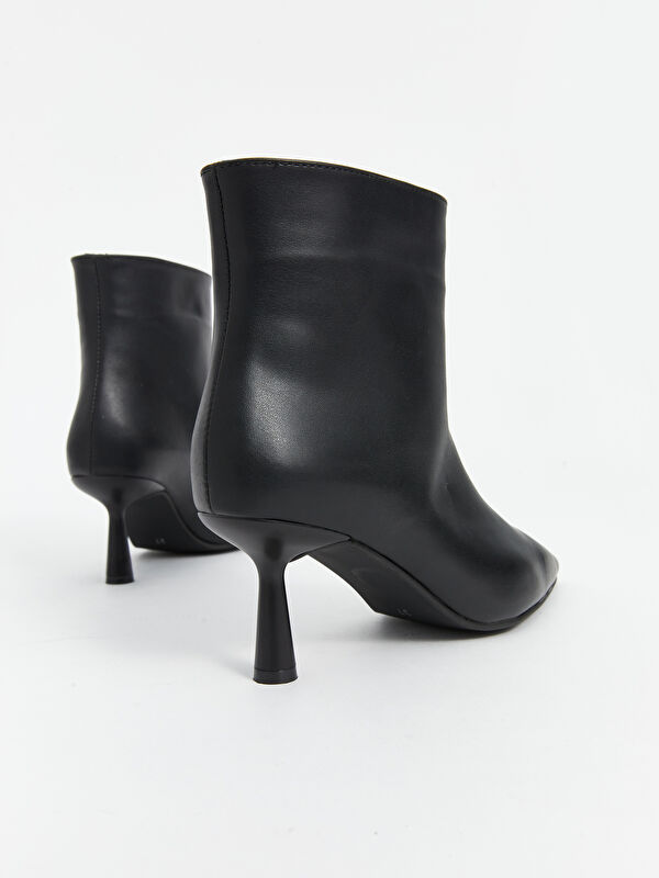 Deri Görünümlü Kadın Topuklu Bot - Görsel 6