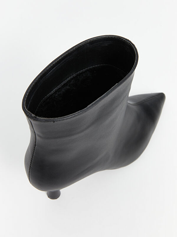 Deri Görünümlü Kadın Topuklu Bot - Görsel 7