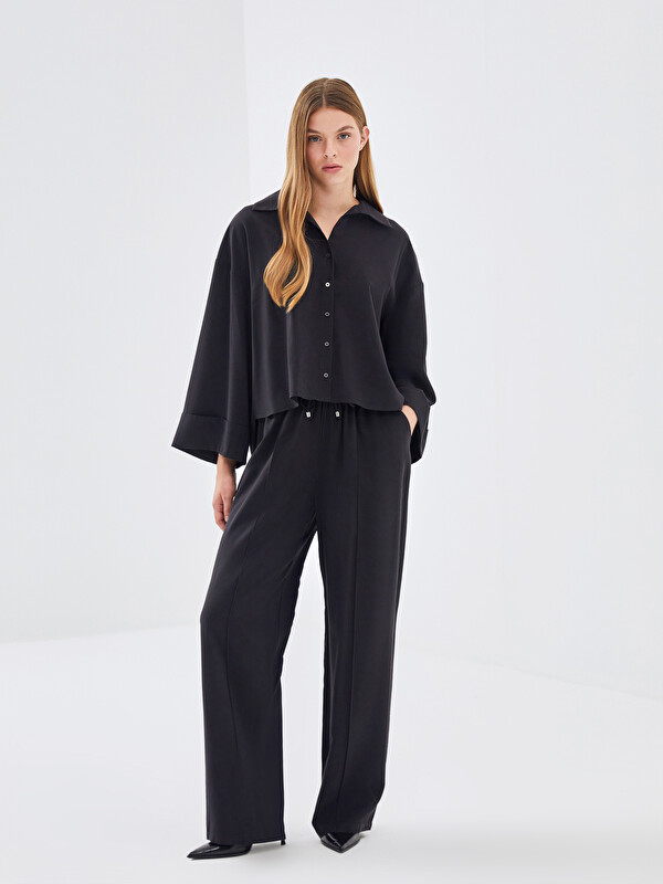 LCW Vision Elastic Waist Wide Leg Women's Trousers