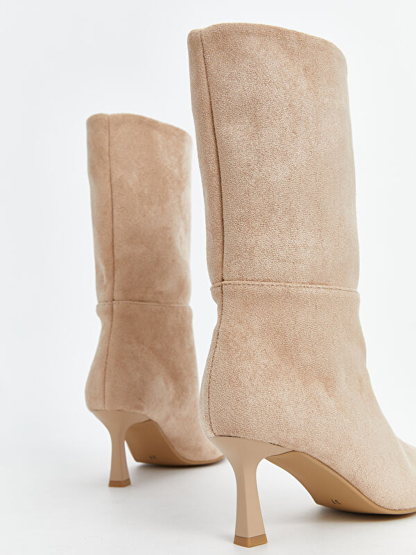 Süet Görünümlü Kadın Topuklu Bot - Görsel 6