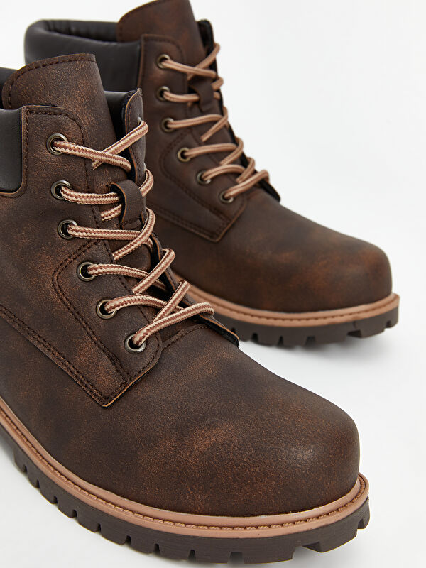 Bağcıklı Deri Görünümlü Erkek Bot - Görsel 4