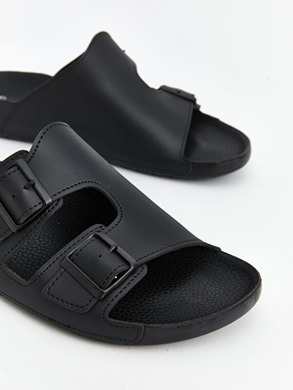 Deri Görünümlü Erkek Terlik - Görsel 4