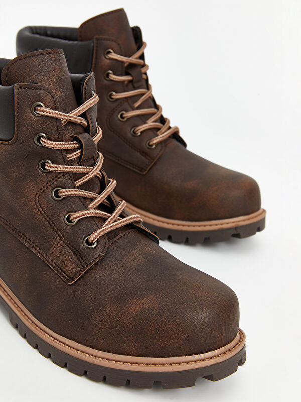 Bağcıklı Deri Görünümlü Erkek Bot - Görsel 4