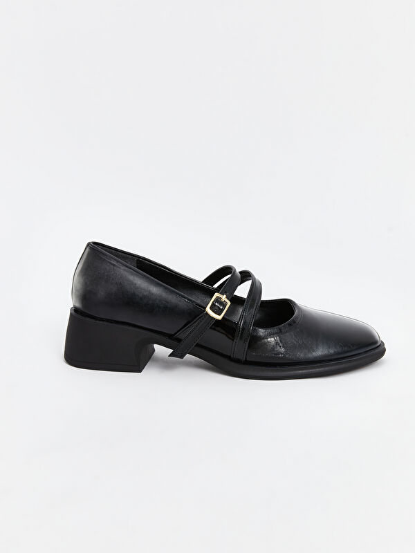 Deri Görünümlü Kadın Topuklu Ayakkabı - Görsel 3