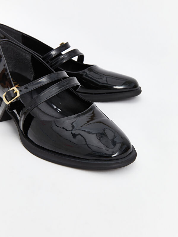 Deri Görünümlü Kadın Topuklu Ayakkabı - Görsel 4