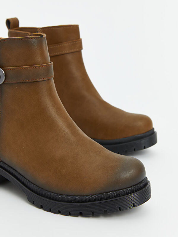 Süet Görünümlü Fermuarlı Kadın Bot - Görsel 4