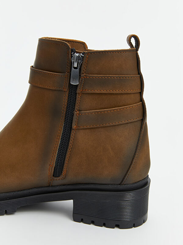 Süet Görünümlü Fermuarlı Kadın Bot - Görsel 7