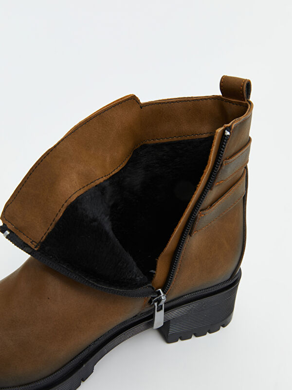 Süet Görünümlü Fermuarlı Kadın Bot - Görsel 8