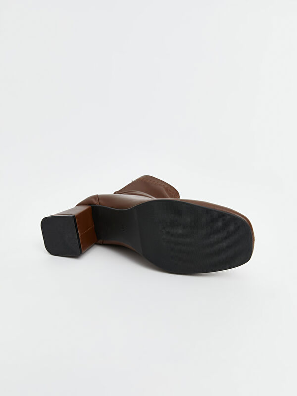 Deri Görünümlü Kadın Topuklu Bot - Görsel 7