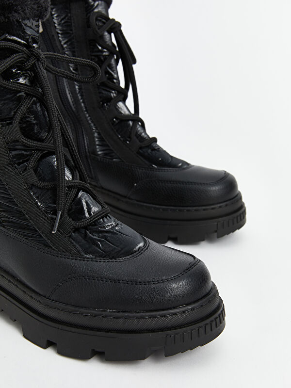 Bağcık ve Fermuarlı Kadın Kar Botu - Görsel 4