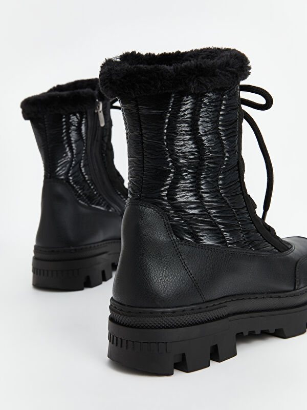 Bağcık ve Fermuarlı Kadın Kar Botu - Görsel 6