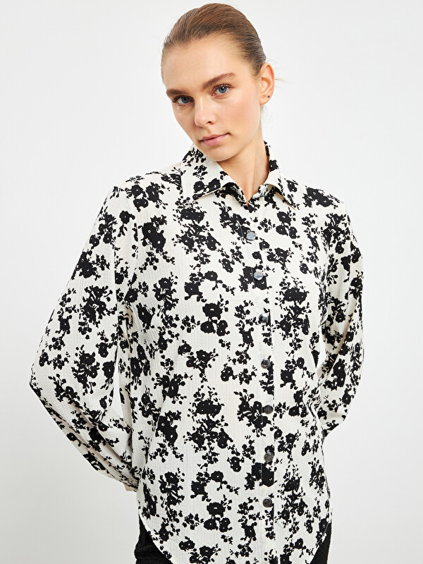 LCW Vision Collared Neck Long Sleeve Women's Shirt