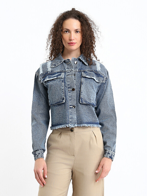 LCW Jeans Collared Neck Women's Denim Jacket