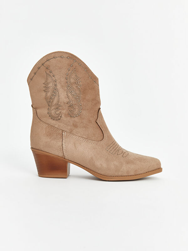 Süet Görünümlü Kadın Kovboy Çizme - Görsel 3